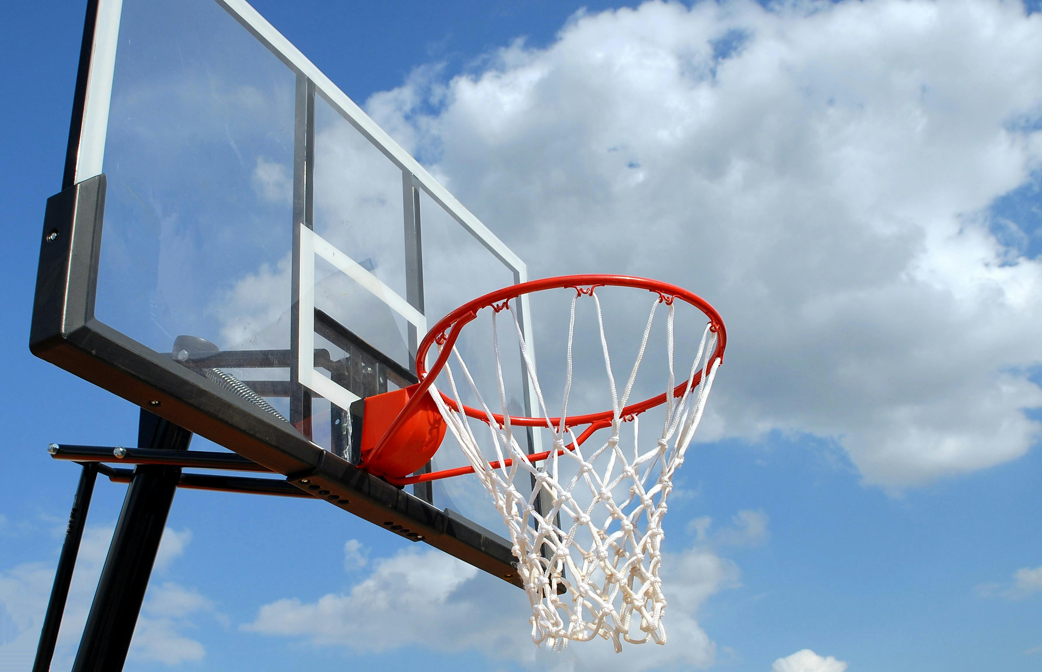 Assembled portable basketball hoop