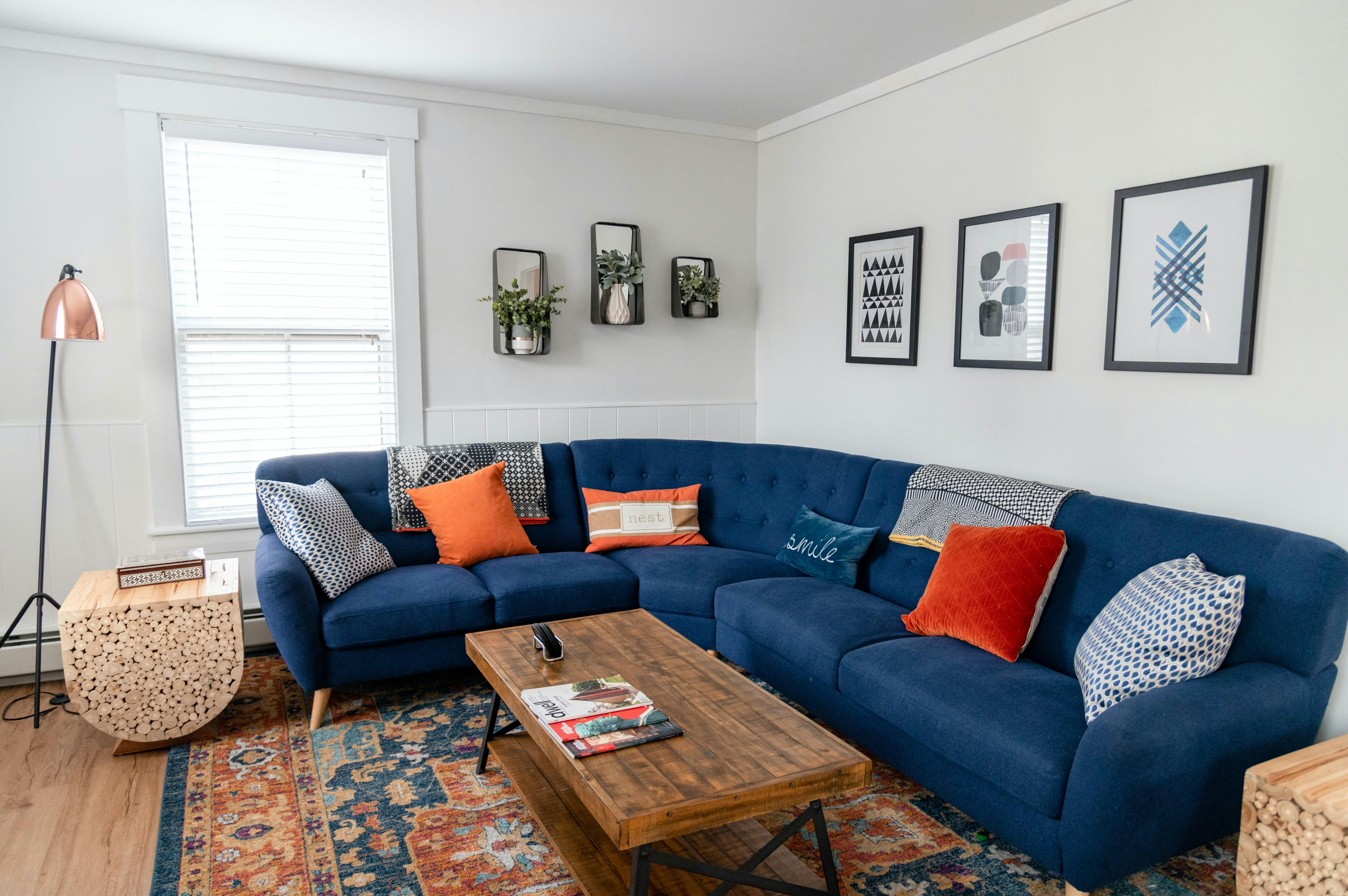 Assembled sectional sofa in a living room